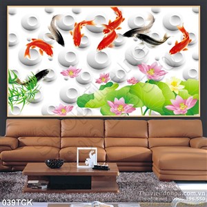 Tranh hoa sen, cá chép phong thủy Tranh hoa sen, cá chép phong thủy