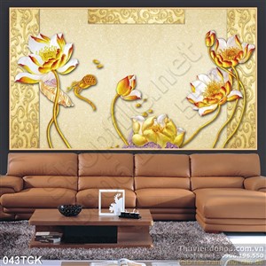 Tranh hoa sen, cá chép kim tiền vàng Tranh hoa sen, cá chép kim tiền vàng