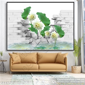 Tranh hoa sen, cá chép dán tường Tranh hoa sen, cá chép dán tường