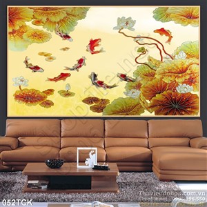 Tranh hoa sen, cá chép kim tiền Tranh hoa sen, cá chép kim tiền