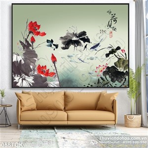 Tranh hoa sen, cá chép thư pháp nghệ thuật Tranh hoa sen, cá chép thư pháp nghệ thuật