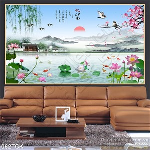 Tranh hoa sen, cá chép nghệ thuật Tranh hoa sen, cá chép nghệ thuật