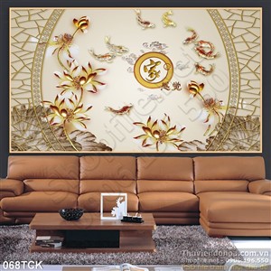 Tranh hoa sen, cá chép kim tiền vàng Tranh hoa sen, cá chép kim tiền vàng