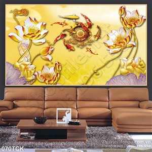 Tranh hoa sen, cá chép hội tụ Tranh hoa sen, cá chép hội tụ