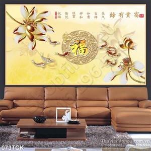 Tranh hoa sen, cá chép quần tụ Tranh hoa sen, cá chép quần tụ