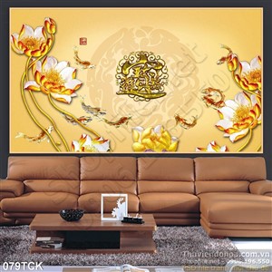 Tranh hoa sen, cá chép kim tiền Tranh hoa sen, cá chép kim tiền