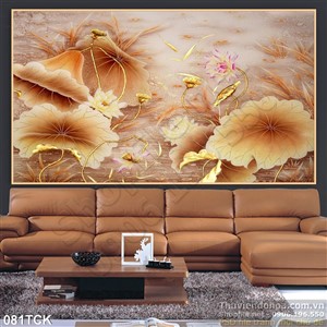 Tranh hoa sen, cá chép kim tiền treo tường Tranh hoa sen, cá chép kim tiền treo tường