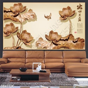 Tranh hoa sen, cá chép gỗ trang trí Tranh hoa sen, cá chép gỗ trang trí