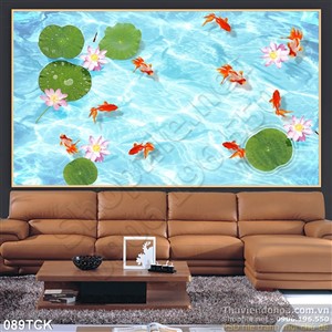Tranh hoa sen, cá chép trang trí tường Tranh hoa sen, cá chép trang trí tường