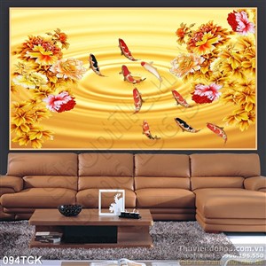 Tranh hoa sen, cá chép kim tiền Tranh hoa sen, cá chép kim tiền