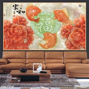 Tranh hoa sen, cá chép giả ngọc thư pháp Tranh hoa sen, cá chép giả ngọc thư pháp