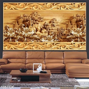 Tranh hoa sen, cá chép điêu khắc nghệ thuật Tranh hoa sen, cá chép điêu khắc nghệ thuật