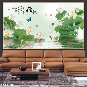 Tranh hoa sen, cá chép thư pháp nghệ thuật Tranh hoa sen, cá chép thư pháp nghệ thuật