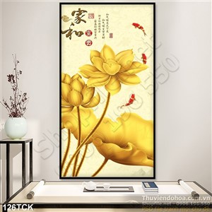 Tranh hoa sen, cá chép kim tiền Tranh hoa sen, cá chép kim tiền