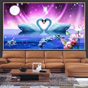 Tranh hoa sen và thiên nga Tranh hoa sen và thiên nga