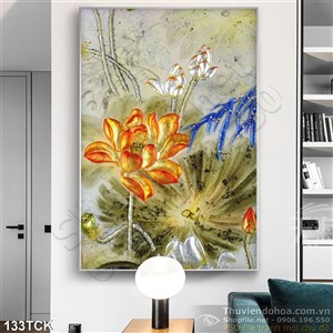 Tranh hoa sen, cá chép giả ngọc Tranh hoa sen, cá chép giả ngọc