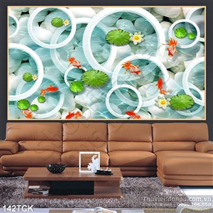 Tranh hoa sen, cá chép hiện đại Tranh hoa sen, cá chép hiện đại