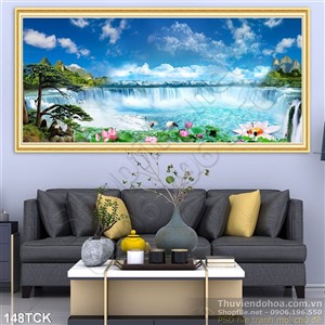 Tranh hoa sen, cá chép trang trí phòng Tranh hoa sen, cá chép trang trí phòng