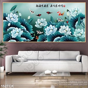 Tranh hoa sen, cá chép giả ngọc Tranh hoa sen, cá chép giả ngọc