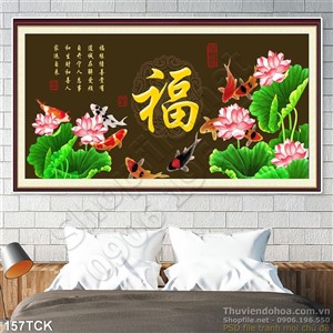 Tranh hoa sen, cá chép nghệ thuật thư pháp Tranh hoa sen, cá chép nghệ thuật thư pháp