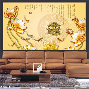 Tranh hoa sen, cá chép tài lộc Tranh hoa sen, cá chép tài lộc