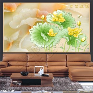 Tranh hoa sen, cá chép giả ngọc cẩm thạch Tranh hoa sen, cá chép giả ngọc cẩm thạch