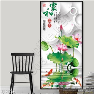 Tranh hoa sen, cá chép thuư pháp phong thủy Tranh hoa sen, cá chép thuư pháp phong thủy