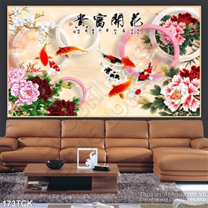 Tranh hoa sen, cá chép thư pháp đẹp Tranh hoa sen, cá chép thư pháp đẹp