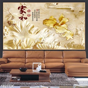 Tranh hoa sen điêu khắc gỗ Tranh hoa sen điêu khắc gỗ