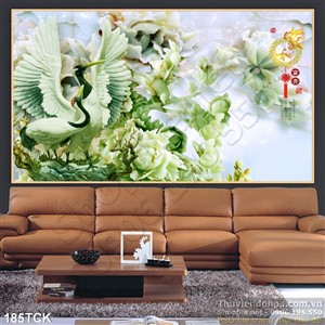 Tranh hoa sen giả ngọc chim hạc Tranh hoa sen giả ngọc chim hạc