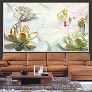 Tranh hoa sen giả ngọc dán tường Tranh hoa sen giả ngọc dán tường