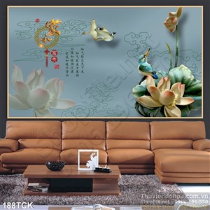 Tranh hoa sen, cá chép phong thủy Tranh hoa sen, cá chép phong thủy