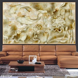 Tranh hoa sen, cá chép giả ngọc phong thủy Tranh hoa sen, cá chép giả ngọc phong thủy