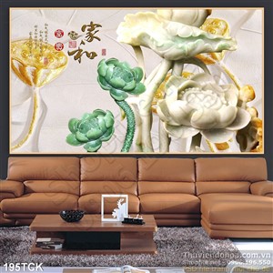 Tranh hoa sen giả ngọc trang trí Tranh hoa sen giả ngọc trang trí