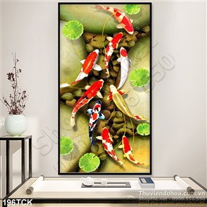 Tranh hoa sen, cá chép trang trí tường Tranh hoa sen, cá chép trang trí tường