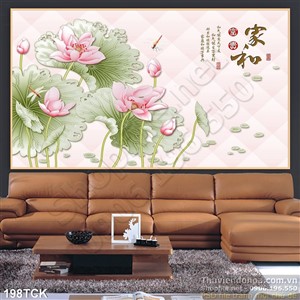 Tranh hoa sen giả ngọc thư pháp Tranh hoa sen giả ngọc thư pháp