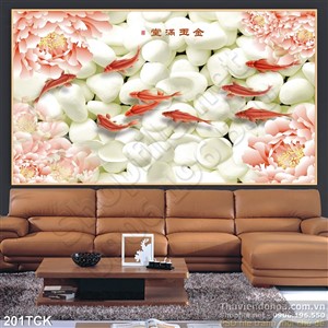 Tranh hoa sen, cá chép nghệ thuật