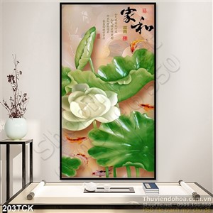 Tranh hoa sen, cá chép giả ngọc nghệ thuật Tranh hoa sen, cá chép giả ngọc nghệ thuật