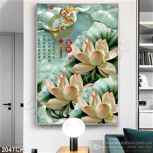 Tranh hoa sen giả ngọc phong thủy Tranh hoa sen giả ngọc phong thủy
