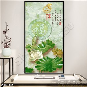 Tranh hoa sen, cá chép giả ngọc thư pháp Tranh hoa sen, cá chép giả ngọc thư pháp