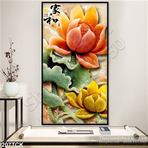 Tranh hoa sen giả ngọc tài lộc Tranh hoa sen giả ngọc tài lộc