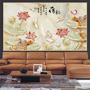 Tranh hoa sen, cá chép giả ngọc nghệ thuật Tranh hoa sen, cá chép giả ngọc nghệ thuật