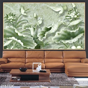 Tranh hoa sen, cá chép giả ngọc phong thủy Tranh hoa sen, cá chép giả ngọc phong thủy