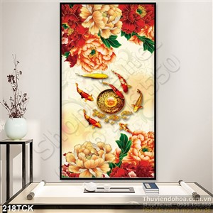 Tranh hoa sen, cá chép quần hội đẹp Tranh hoa sen, cá chép quần hội đẹp