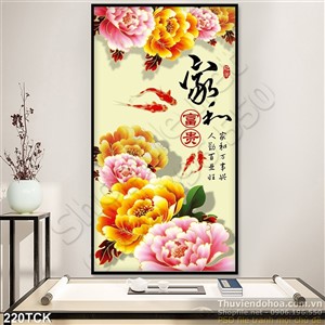 Tranh hoa sen, cá chép thư pháp tranh trí Tranh hoa sen, cá chép thư pháp tranh trí