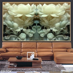 Tranh hoa sen giả ngọc trắng Tranh hoa sen giả ngọc trắng