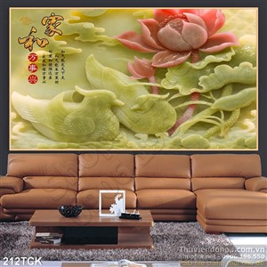 Tranh hoa sen, cá chép giả ngọc đẹp Tranh hoa sen, cá chép giả ngọc đẹp