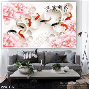 Tranh hoa sen, cá chép phong thủy Tranh hoa sen, cá chép phong thủy