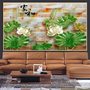 Tranh hoa sen giả ngọc thư pháp Tranh hoa sen giả ngọc thư pháp