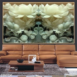 Tranh hoa sen, cá chép giả ngọc trang trí Tranh hoa sen, cá chép giả ngọc trang trí